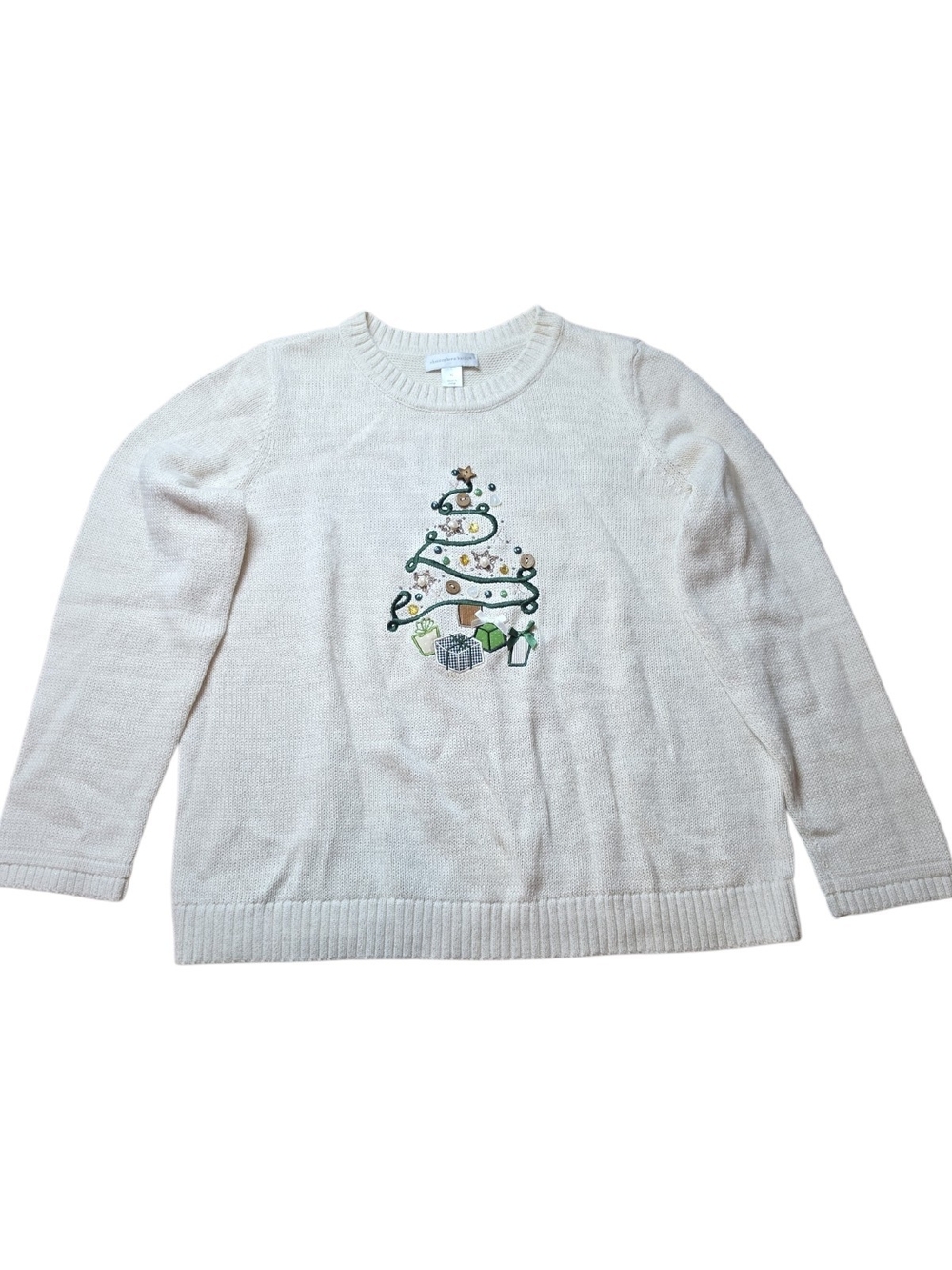 CHRISTOPHER & BANKS | Sparkle Christmas Tree Embellished Holiday Sweater | XL - Picture 2 of 10